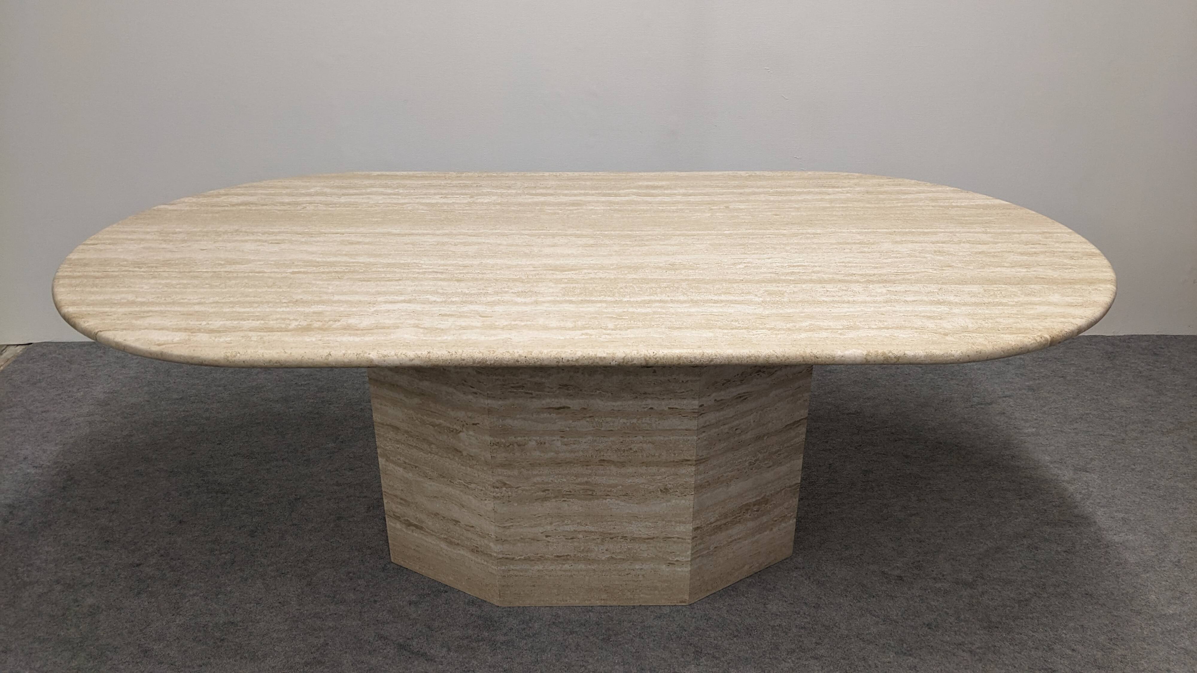 XL dining table in travertine, Italy circa 1970
