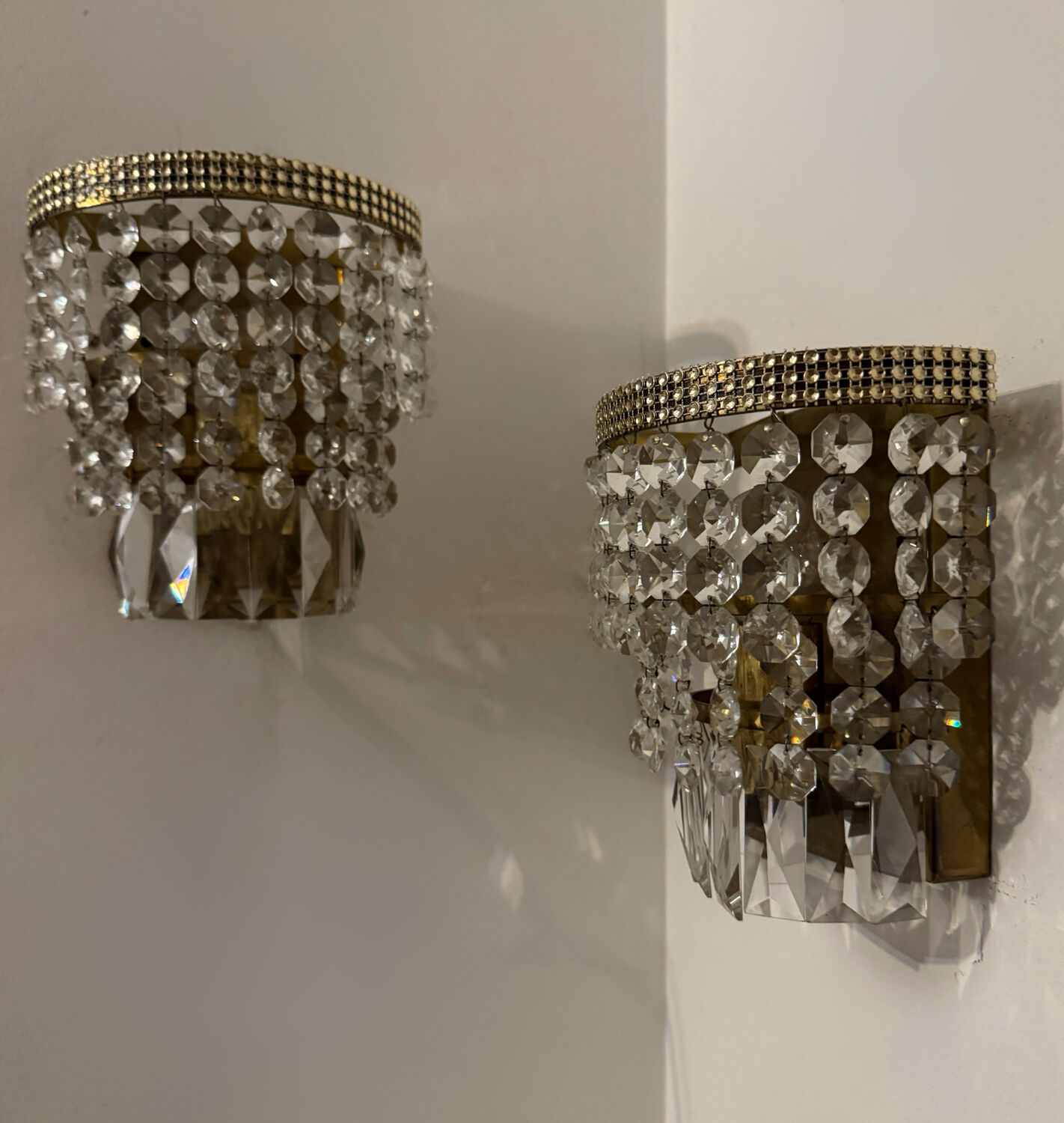 1970s brass pendant wall lights