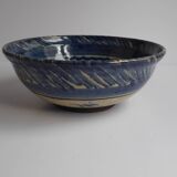 Blue enamelled terracotta cup