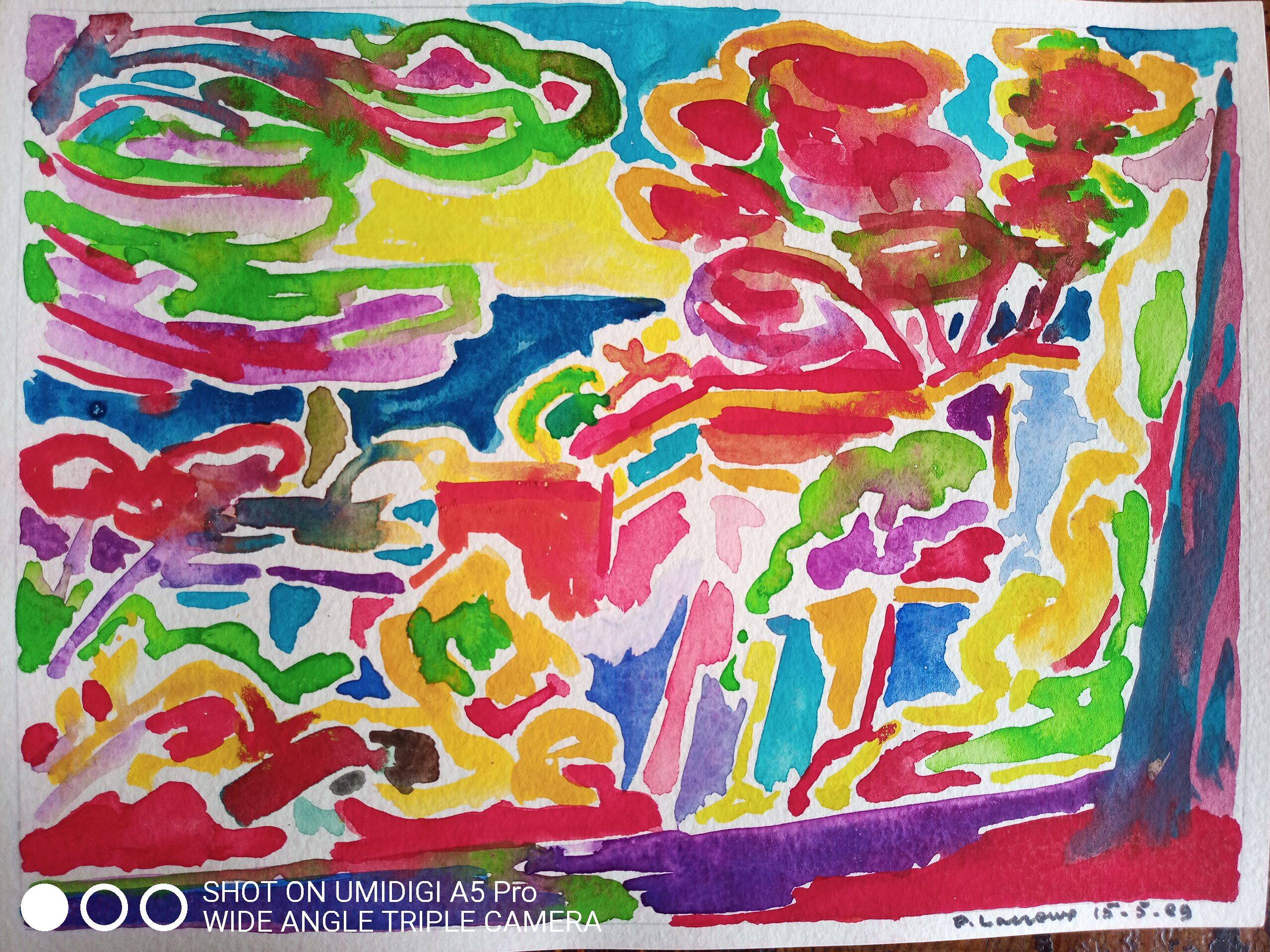 Gouache on paper from 1989, Pierre Lacroux (1909-1993)