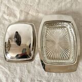 Silver metal butter dish