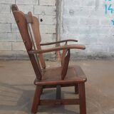 Paire de fauteuils en chêne brutaliste 1970