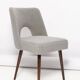 Grey boucle shell chair, dark beech wood, Poland, 1960s.