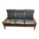 Scandinavian bench in solid teak and faux leather 1970