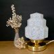 Table lamp vintage globe art deco glass of Clichy white