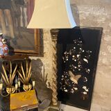 Twisted floor lamp in gilded wood
