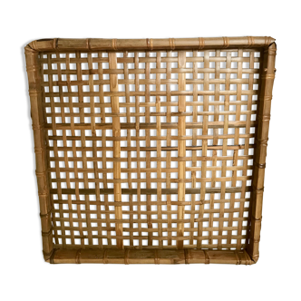 Rattan tray and vintage bamboo 45X45cm