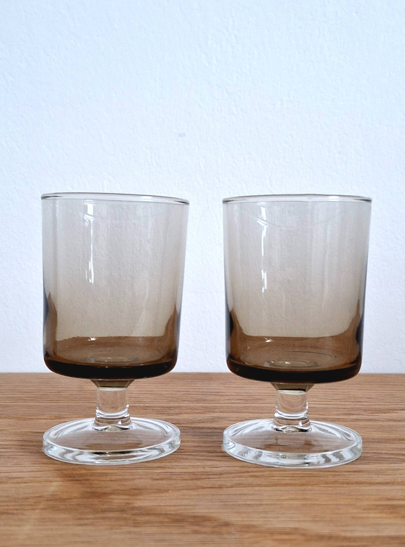 Smoked glass aperitif glass from the 70s