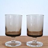 Verre apéritif en verre fumé années 70