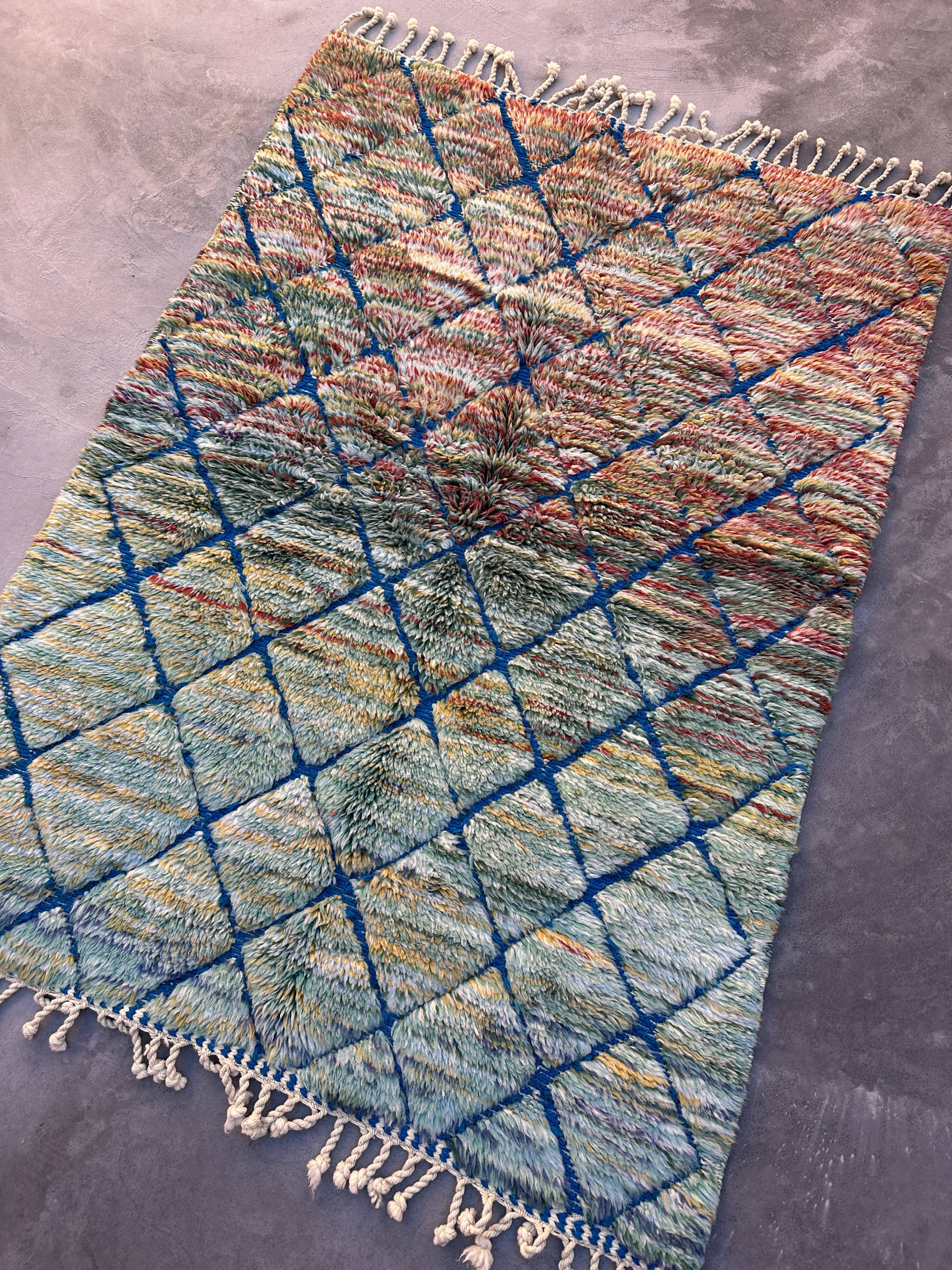 Moroccan rug Beni M'Rirt blue - 128 x 174 cm