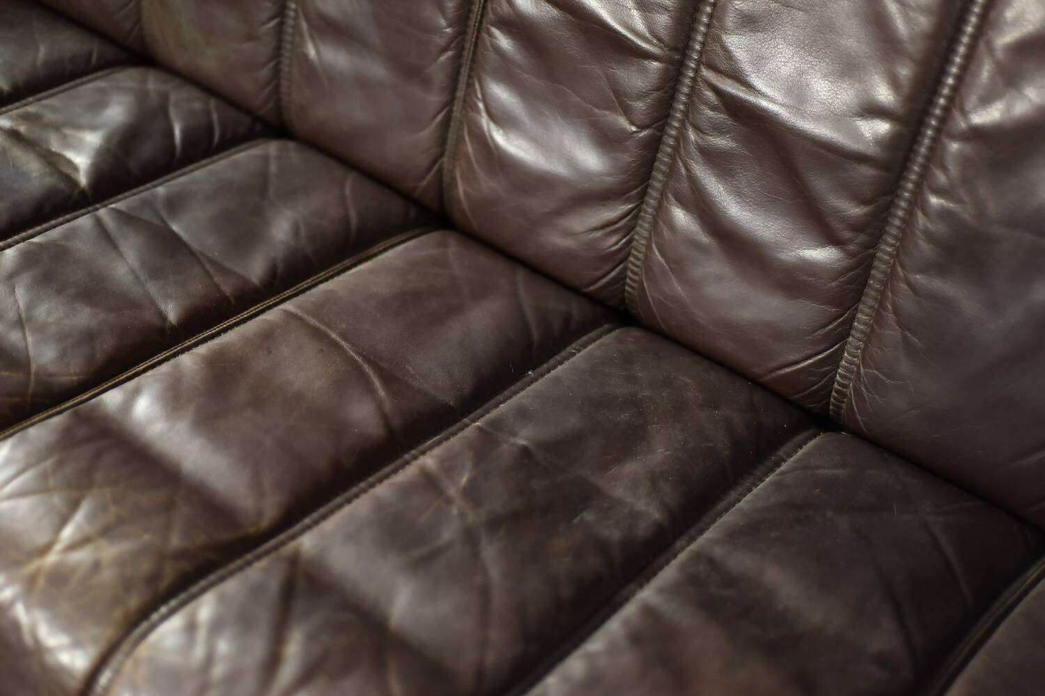 Vintage Mid-Century Modern Danish Brown Leather 3-Seater Sofa, 1970s