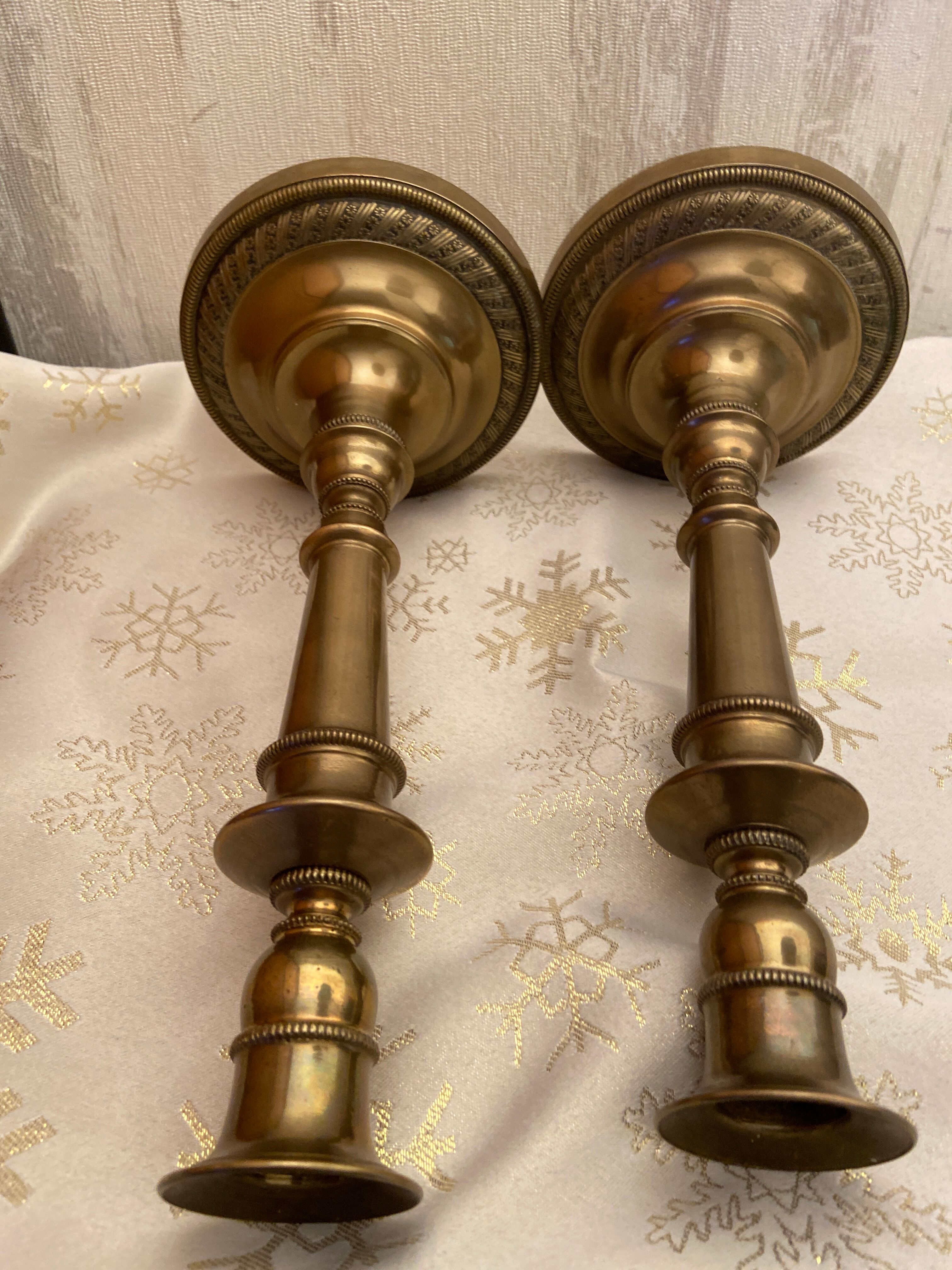 Pair of brass candle holders