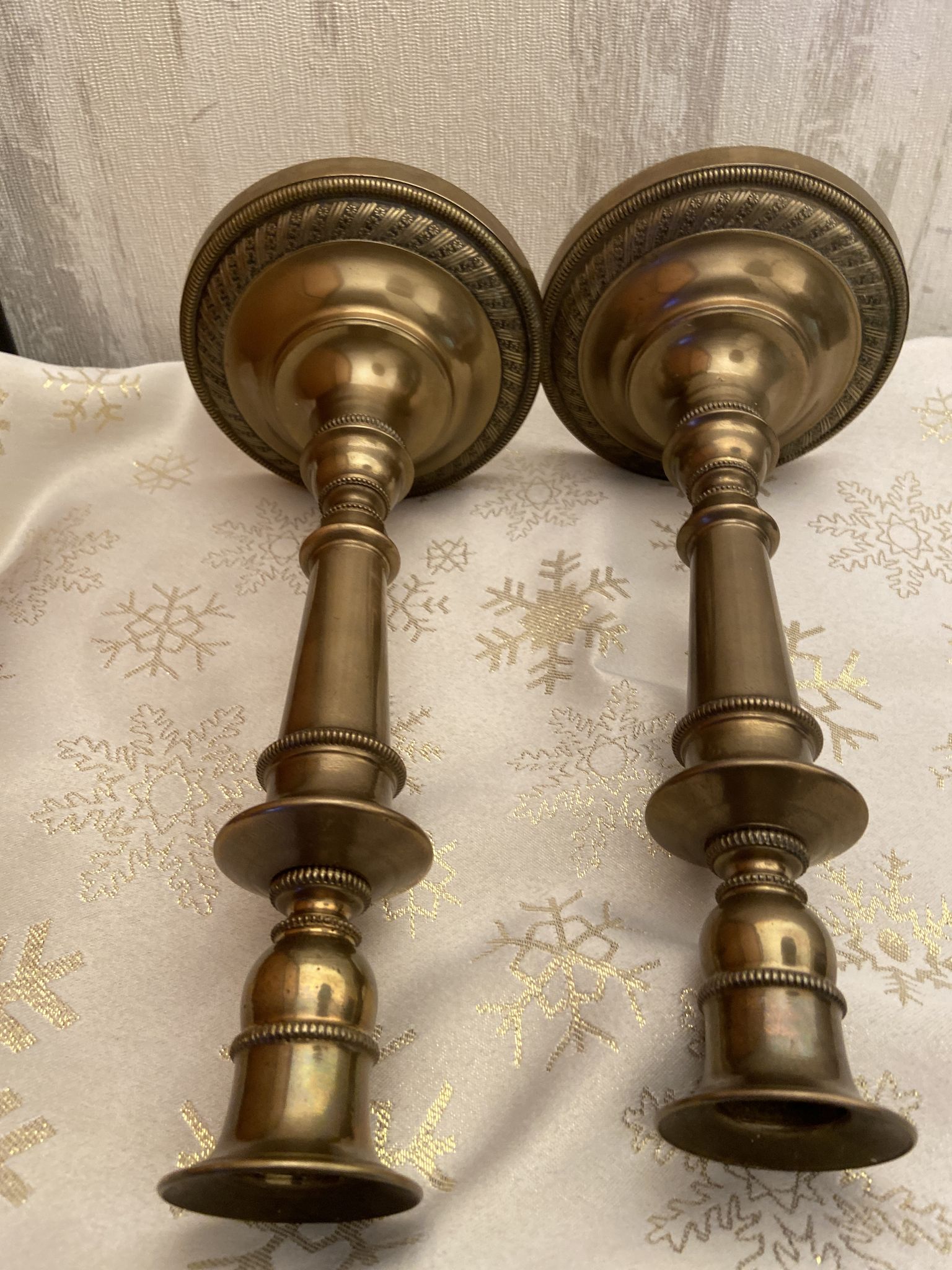 Pair of brass candle holders