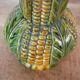 Vintage French Majolica Style Ceramic Corn Vase: 1950s Barbotine Pottery