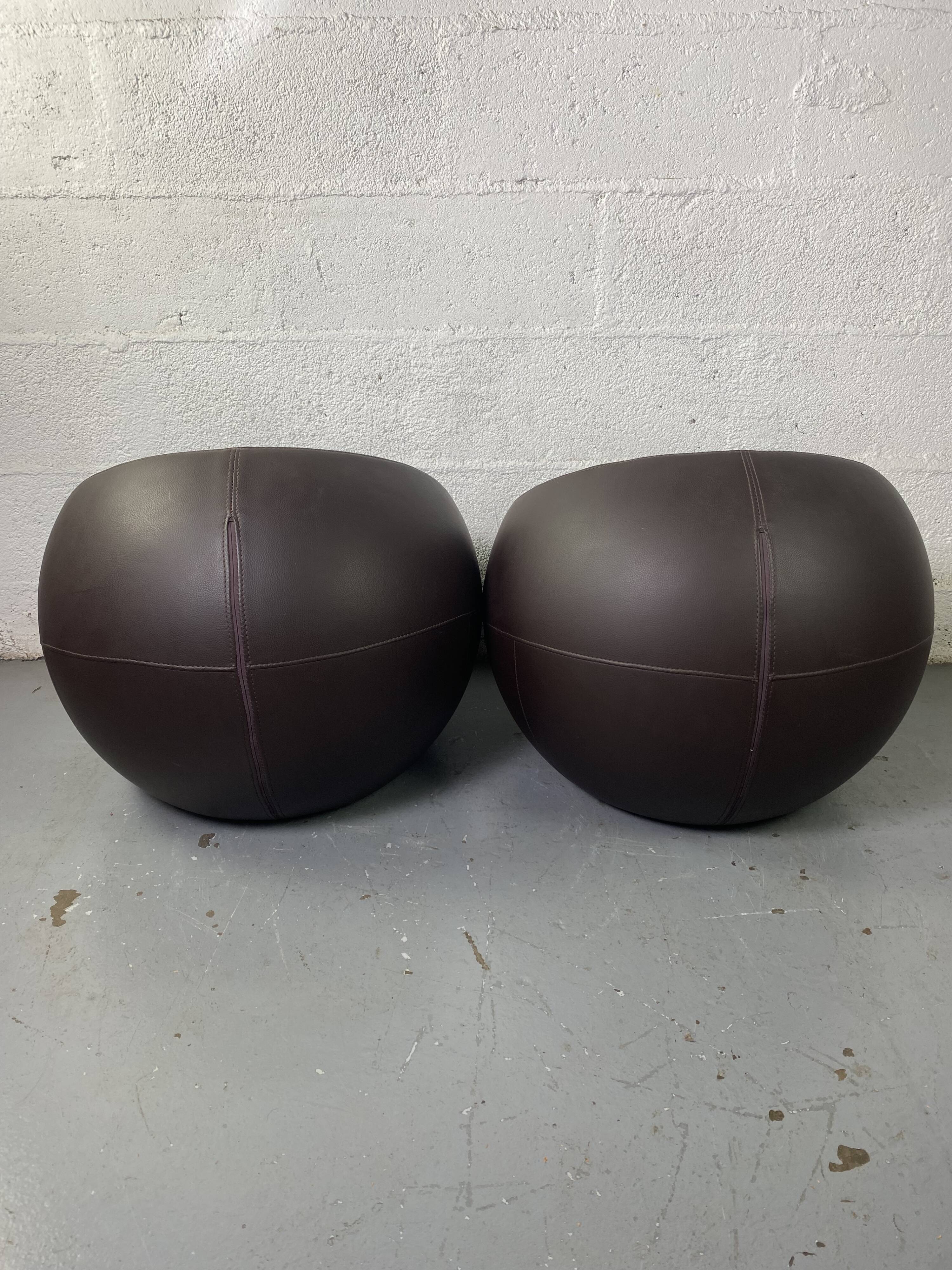 Brown Leather Ball Chair by Finn Stone