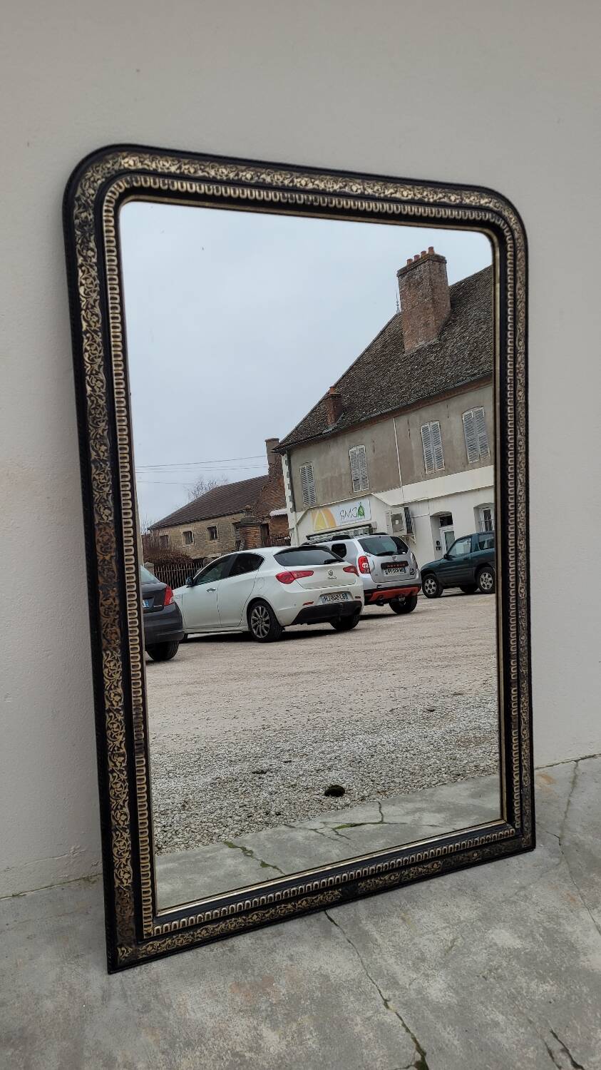 Louis Philippe Napoleon III mirror in decorated gilded wood - 1m70