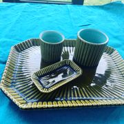 Service slurry art deco composed of a Tray, two pots and a small old and collector's dish
