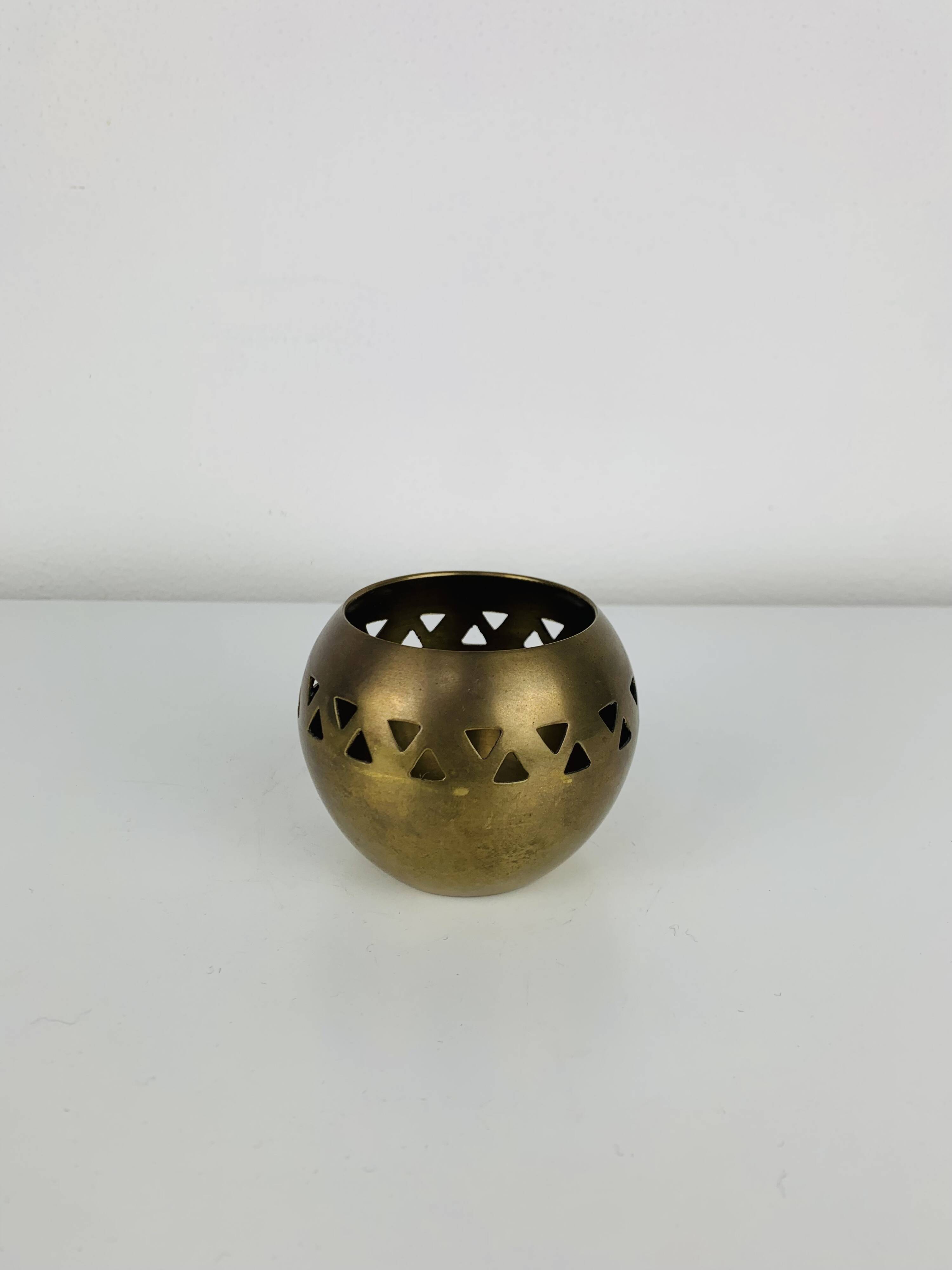 Bougeoir, photophore en laiton doré vintage