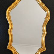 Golden wooden mirror in Louis XV Rococo style 1970