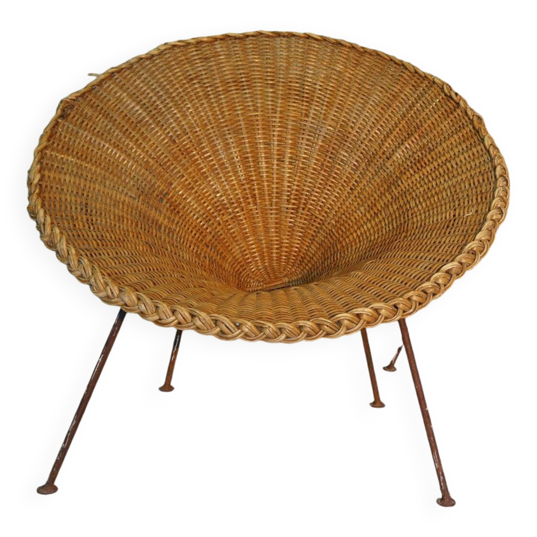 Mid-Century Italian Sunflower Wicker Chairs, Set of 2