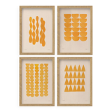 collection of 4 yellow abstract paintings signed Eawy