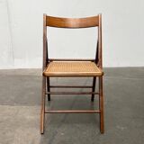Mid-century wooden folding chair set with Viennese wicker seats, 1960s.
