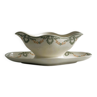 Sauceboat on Longwy Earthenware frame