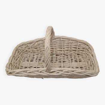 Panier en osier blanc vintage pour fleurs ou autres