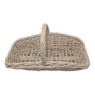 Panier en osier blanc vintage pour fleurs ou autres