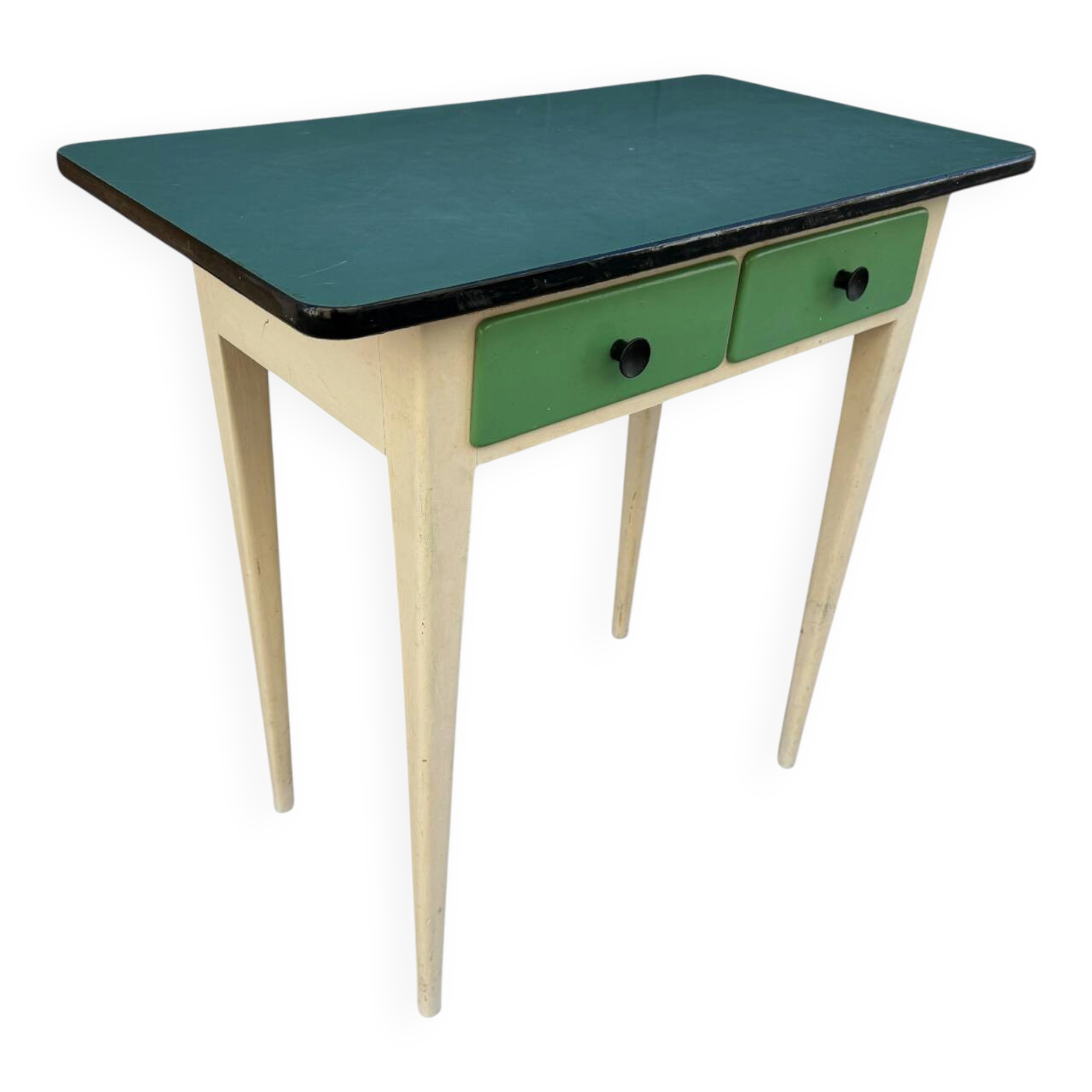 Table d’appoint Formica bleu des années 50 France