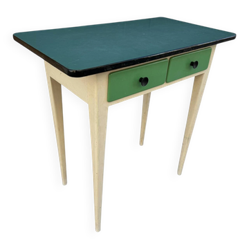 Blue Formica side table from the 1950s, France.