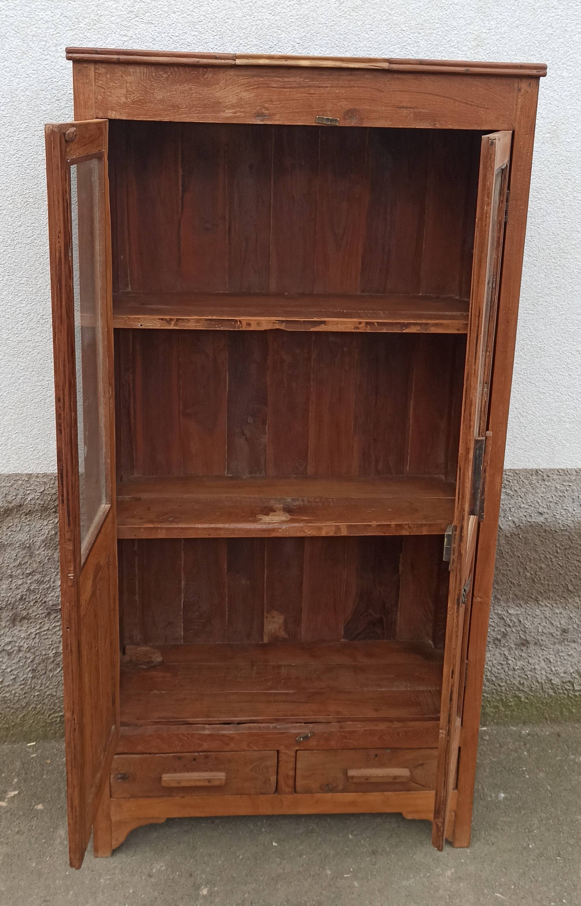 Old glazed teak cabinet