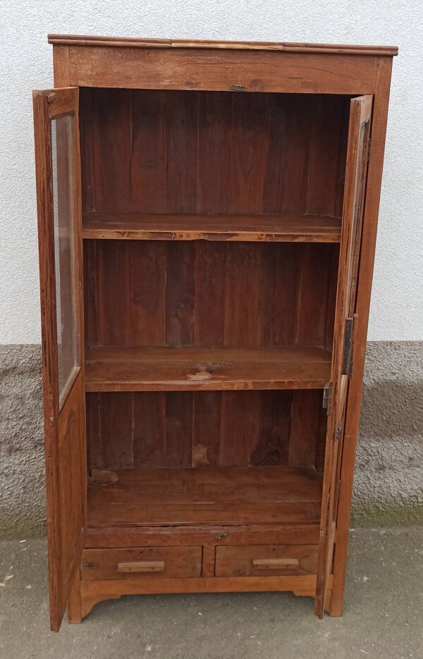 Armoire ancienne vitrée en teck