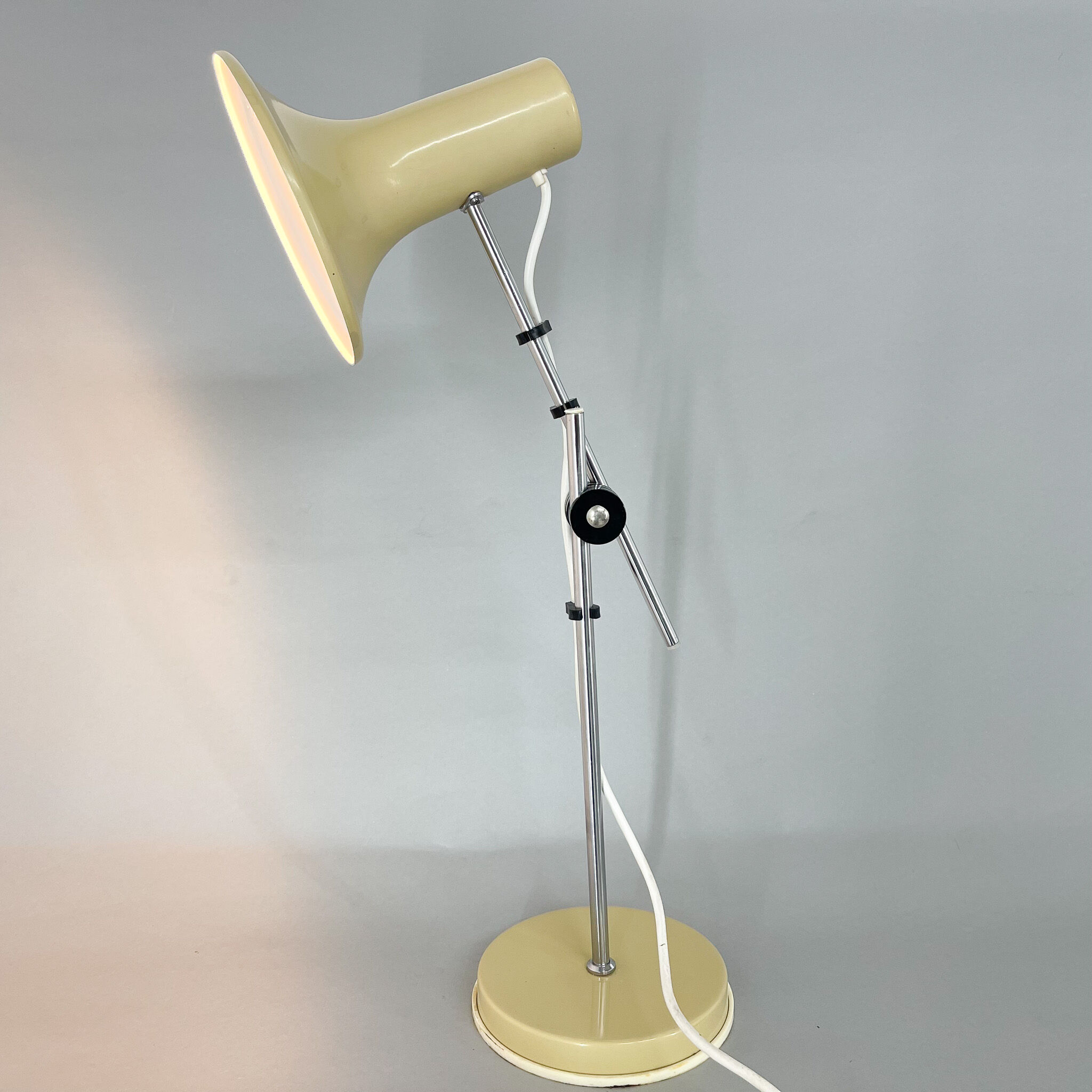 1970's Adjustable Metal Table Lamp in Creamy Colour, Hungary