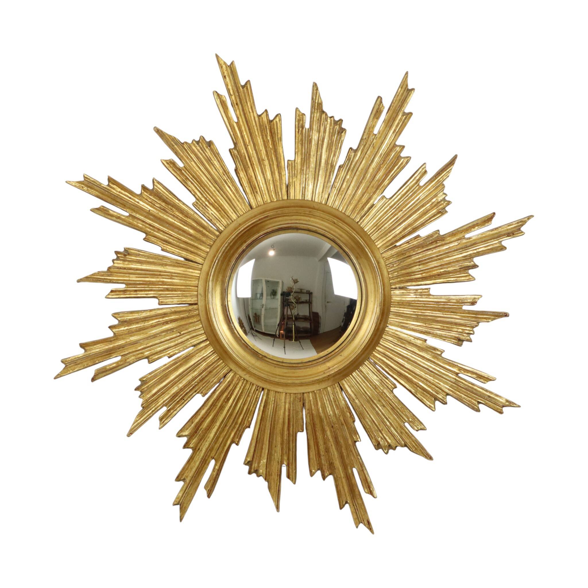 Deknudt Sunburst Sun Mirror Gilded Wood Sixties 69cm