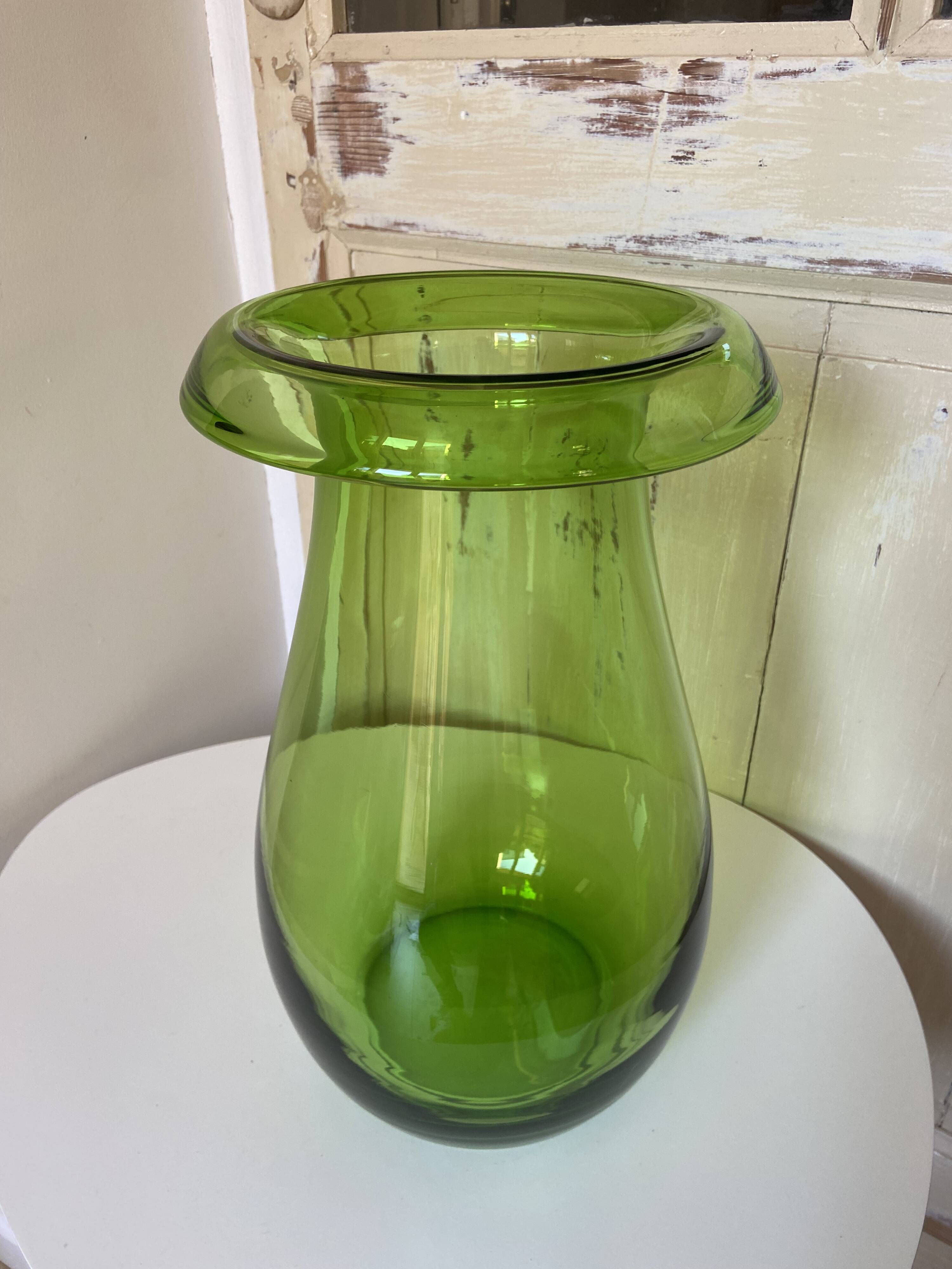 Large Ikea Green Glass Vase by Maria Vinka 1999