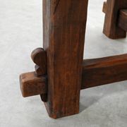 Rustic Brutalist Wooden Dining Table, France 1920s