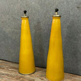 40s pair of enamelled ceramic conical lamps