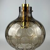 60s 70s ceiling lamp Glashütte Limburg Germany glass & brass Space Age