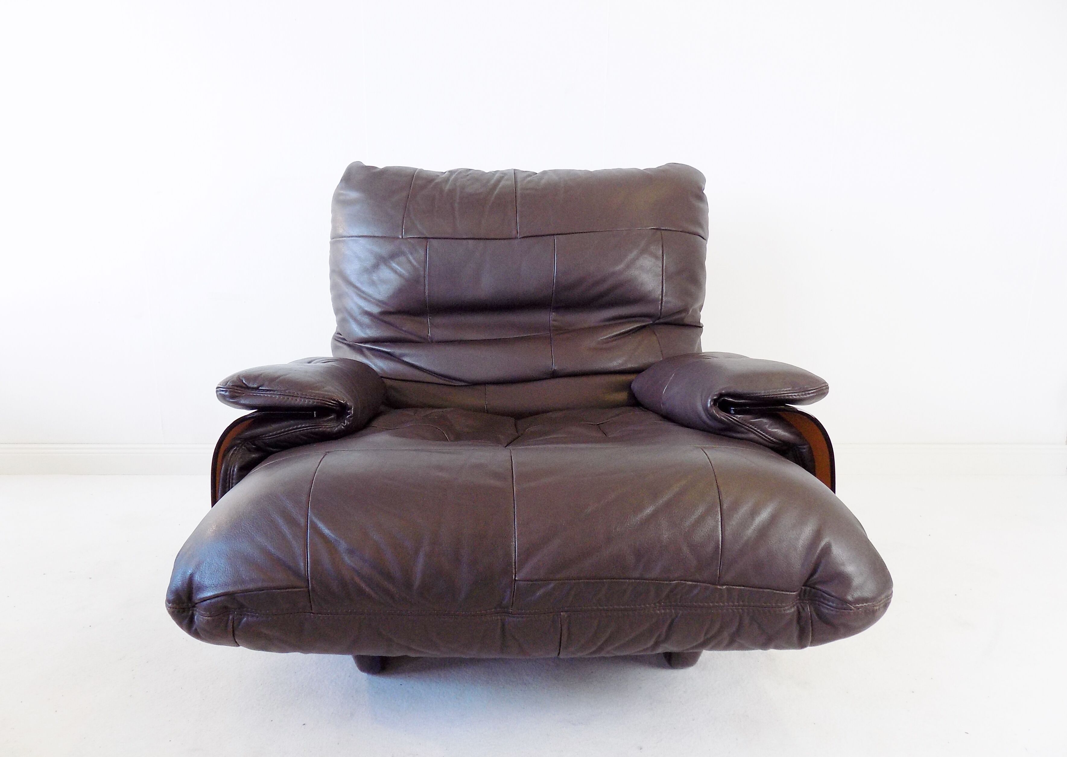Ligne Roset Marsala brown leather armchair by Michel Ducaroy