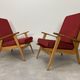 Pair of 50s vintage boomerang armchairs velvet and wood
