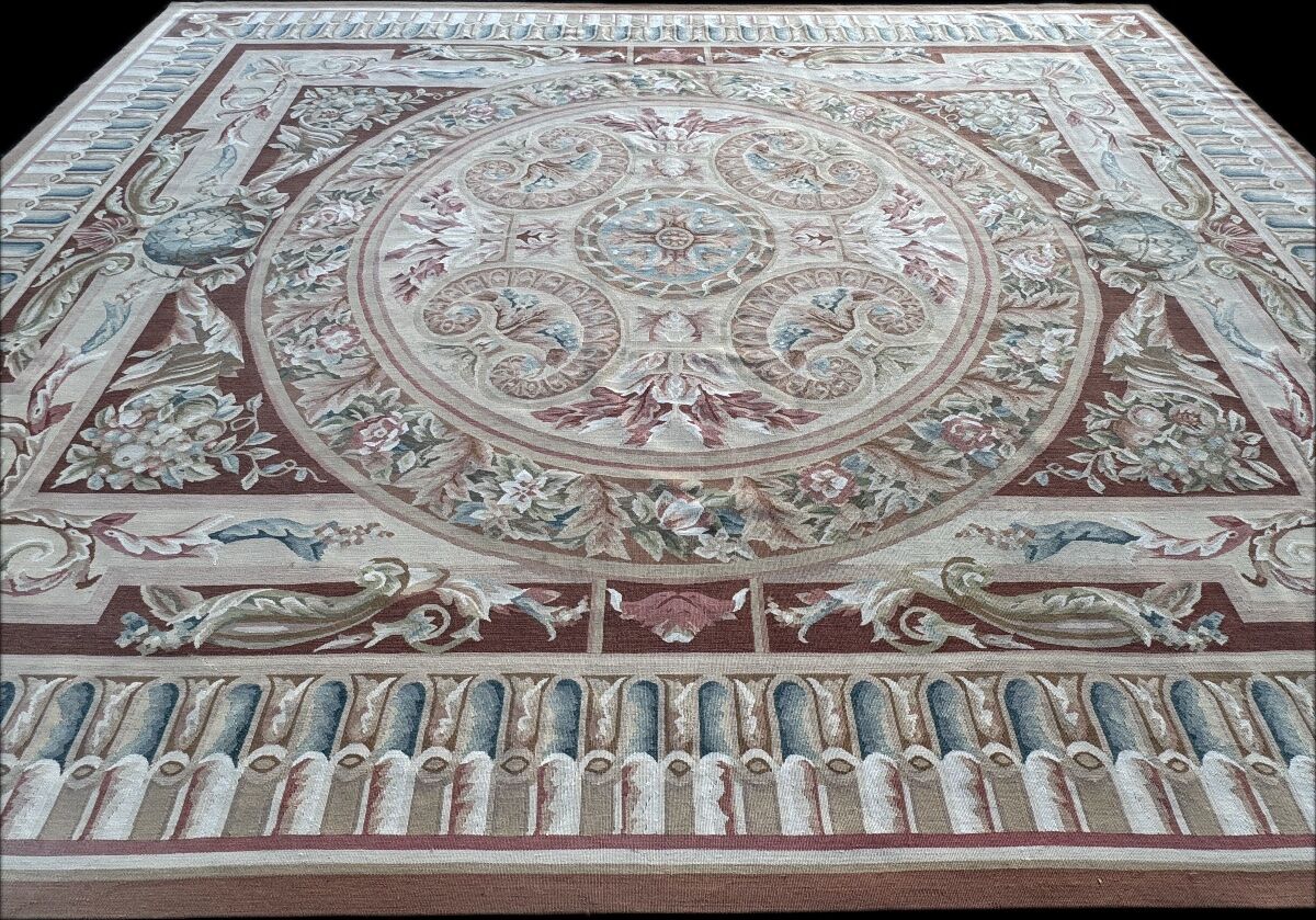 Aubusson style knotted rug 312x245 cm