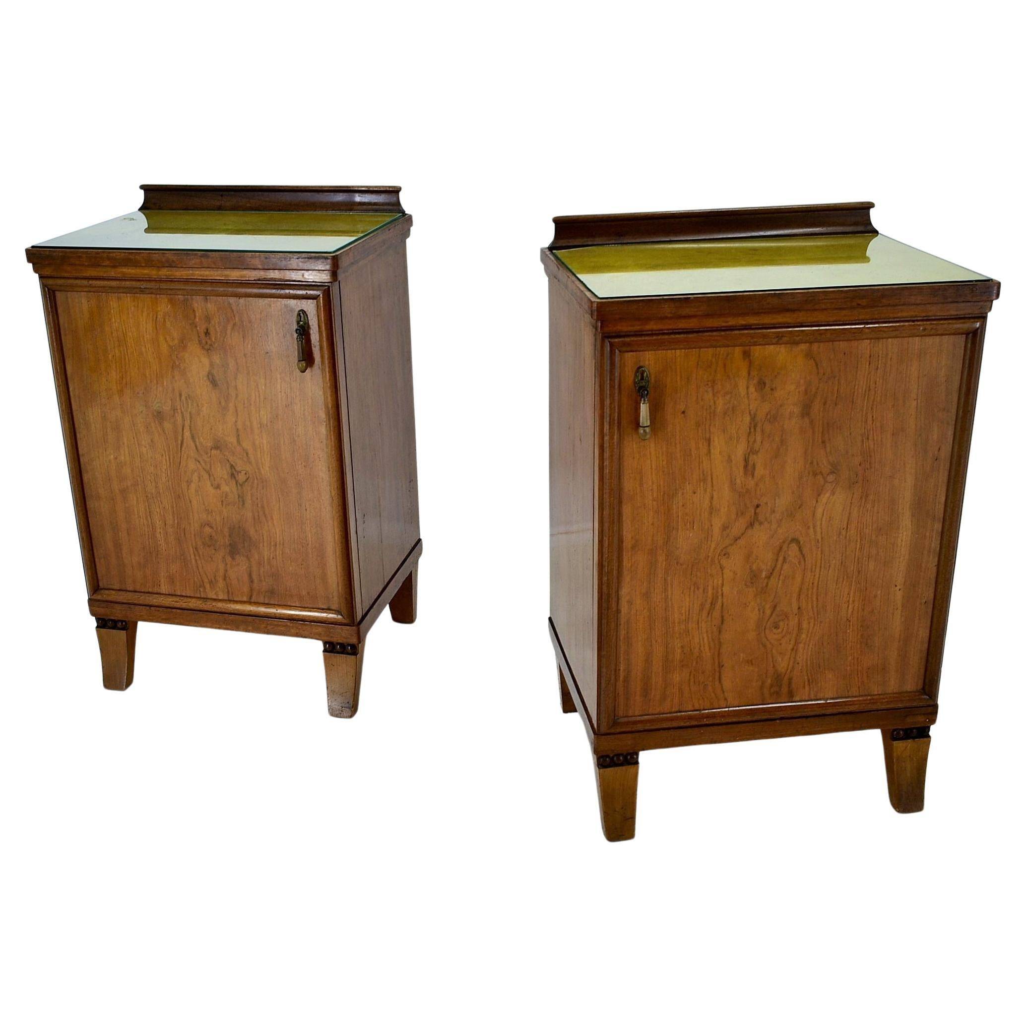 1930s pair of art deco bedside tables, Czechoslovakia