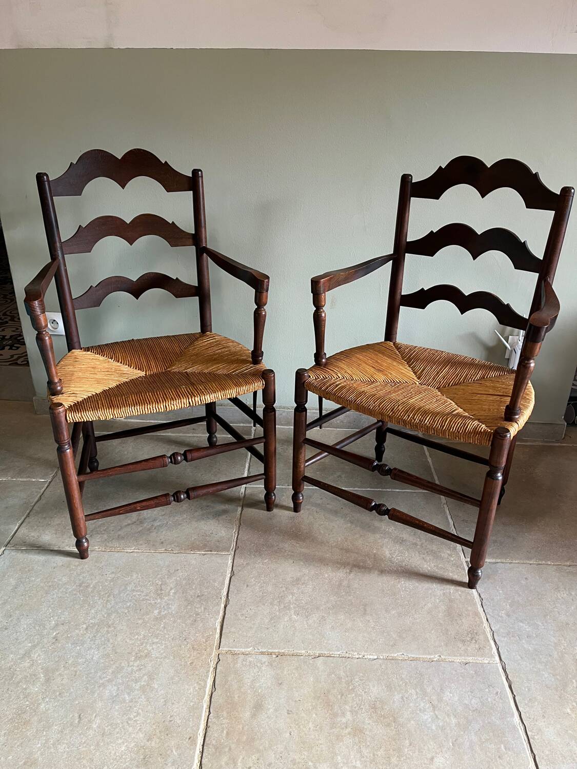 Pair of brutalist armchairs