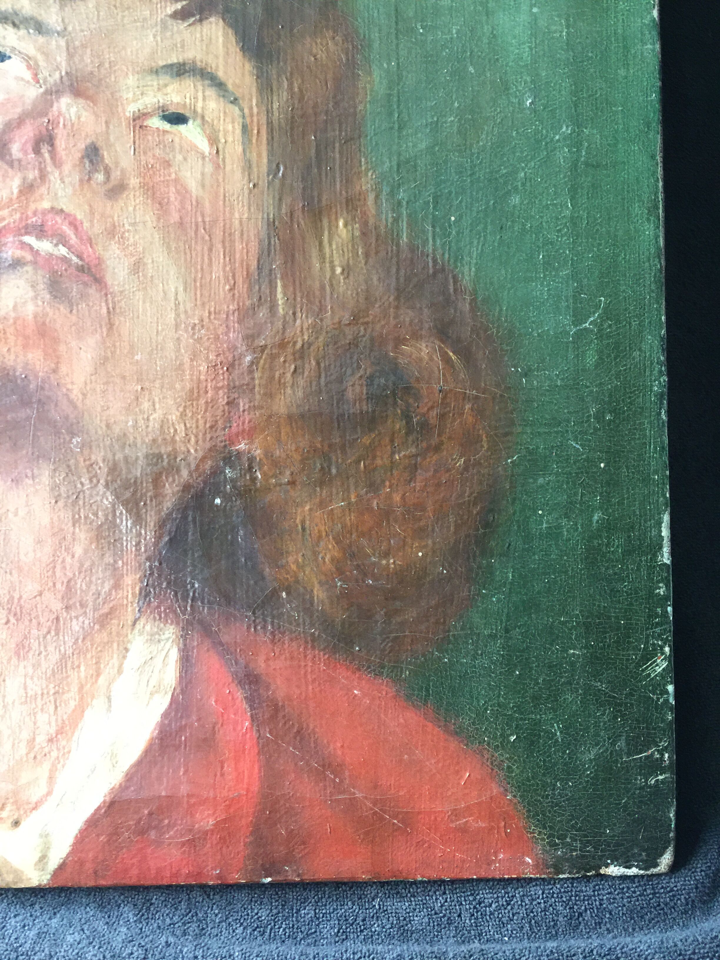 "portrait of man" oil on canvas signed mantovani 1918