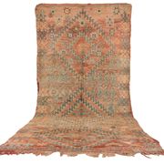 Peach Vintage Moroccan Rug 173 x 383 cm, Berber Wool Rug, Handmade Boho Rug