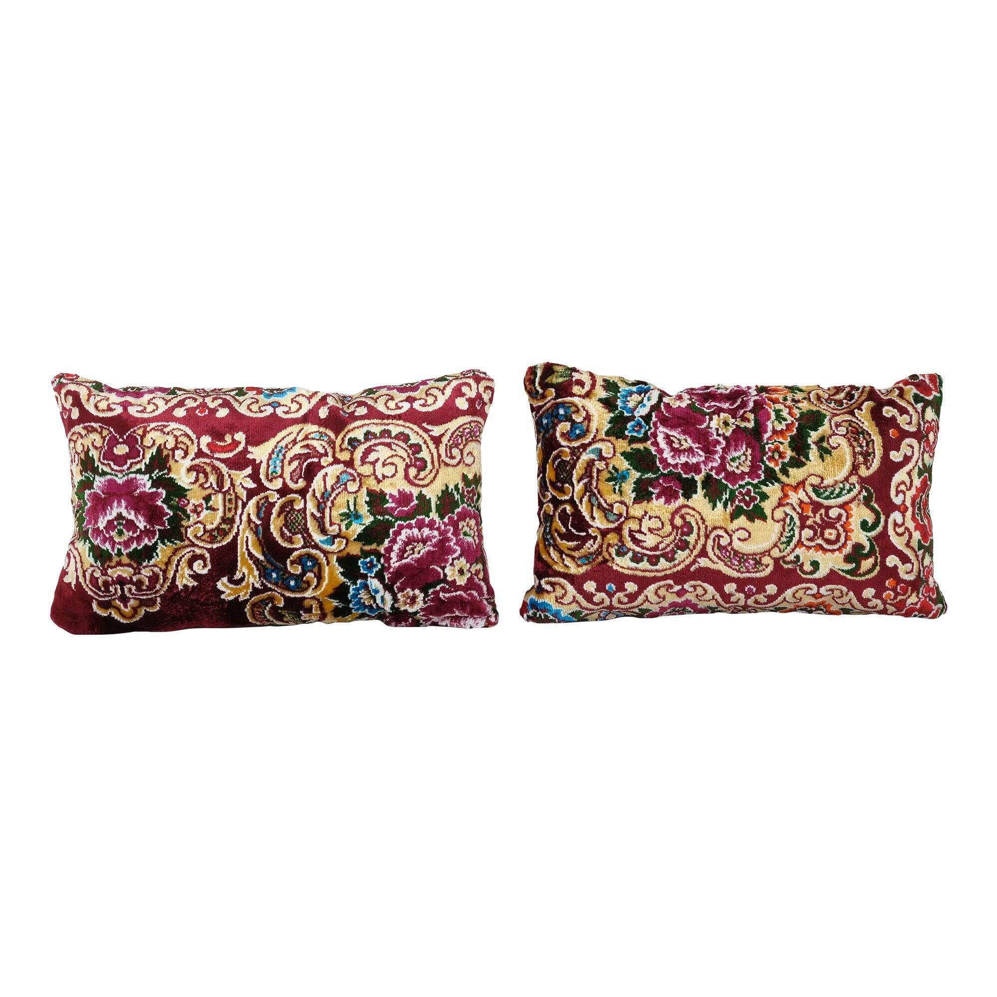 Set of 2 vintage velvet cushion covers 30x46 cm
