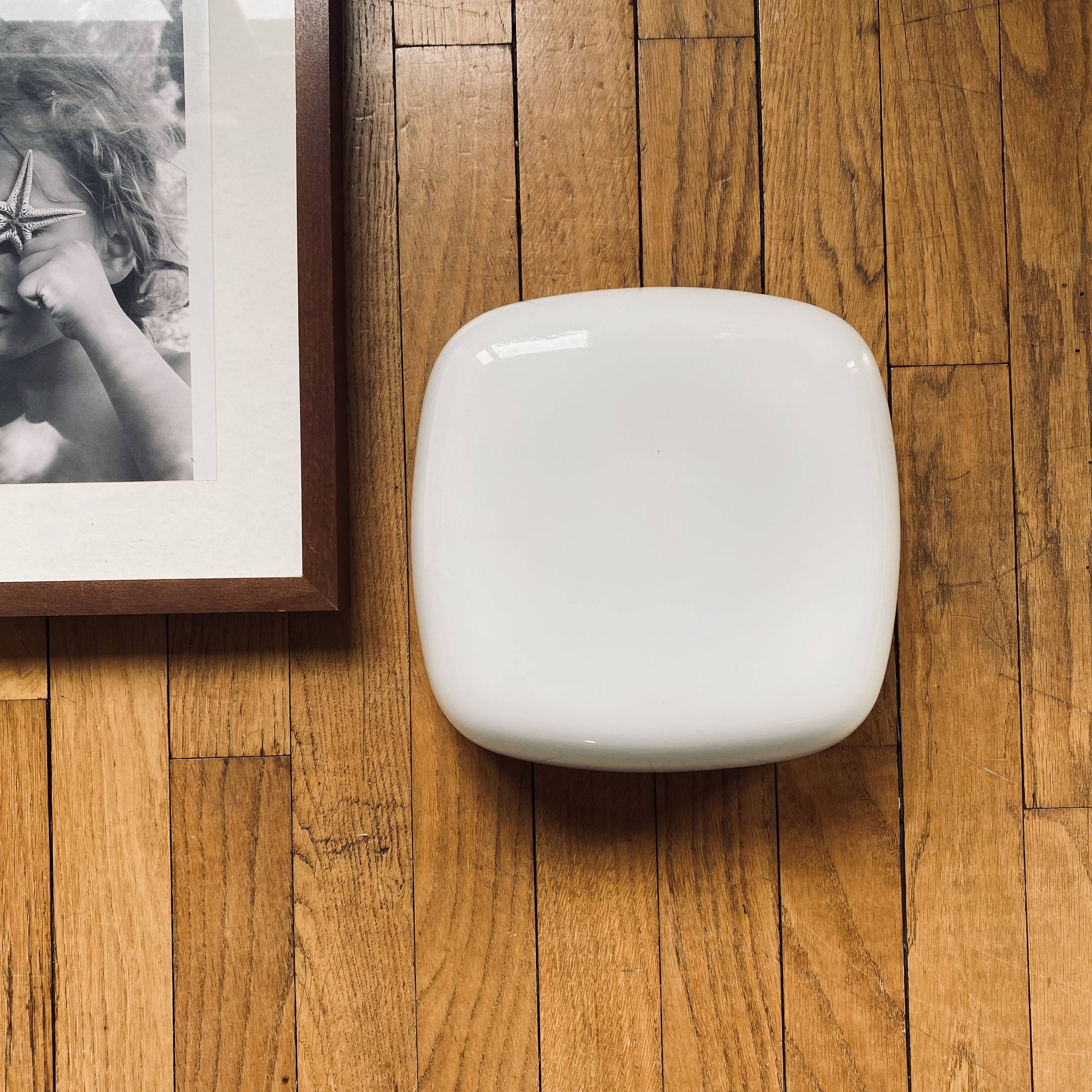 Square white opaline wall ceiling light 1960s 1970s