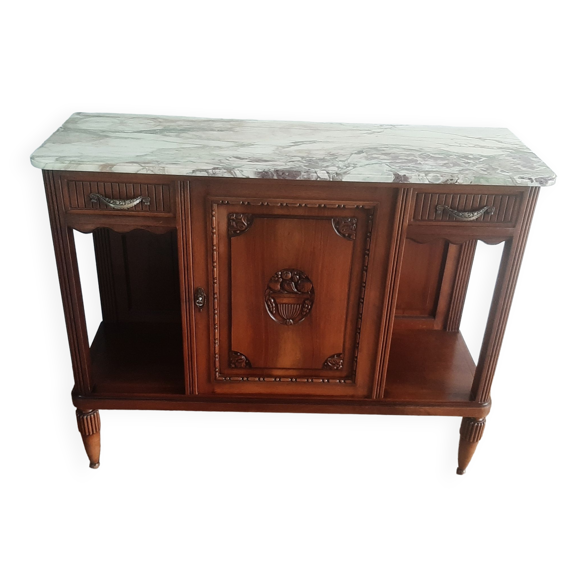 Sideboard - 1920 - art deco - 1 door - 2 drawers - gray marble top