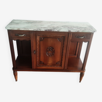 Serving sideboard - 1920 - art deco - 1 door - 2 drawers - gray marble top